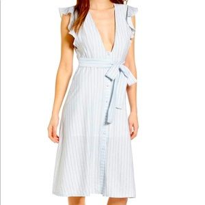 ✨STOREE✨Button Front Midi Light Blue Dress